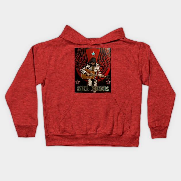 Gram Parsons Kids Hoodie by Raybomusic01